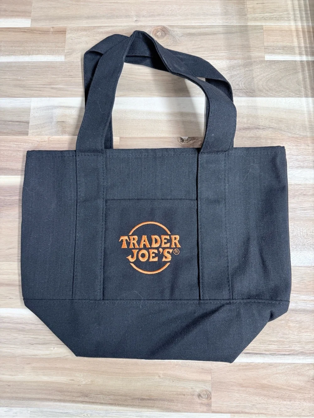 Trader Joe’s Black Canvas Tote Bag with Orange Logo